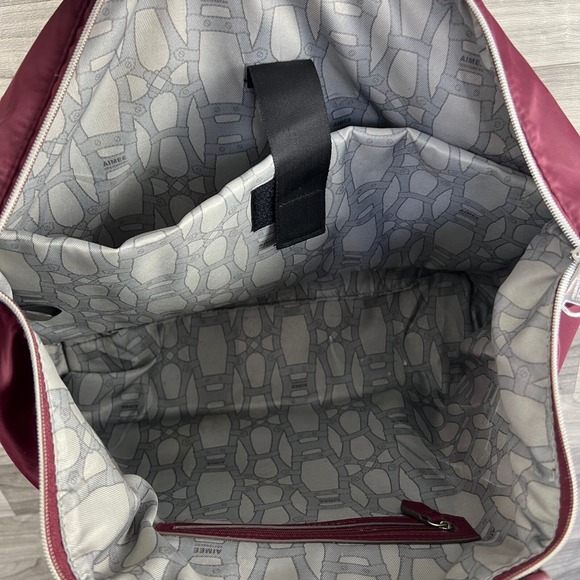 Aimee Kestenberg Duffle Tote Bag Womens Red Double Handle Inner Pockets Travel - Picture 14 of 16